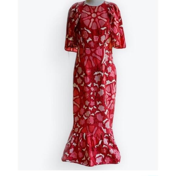 Rhode x Target Red Zinnia Floral Linen-Blend Midi/Maxi Dress – Size 14 - Picture 2 of 9